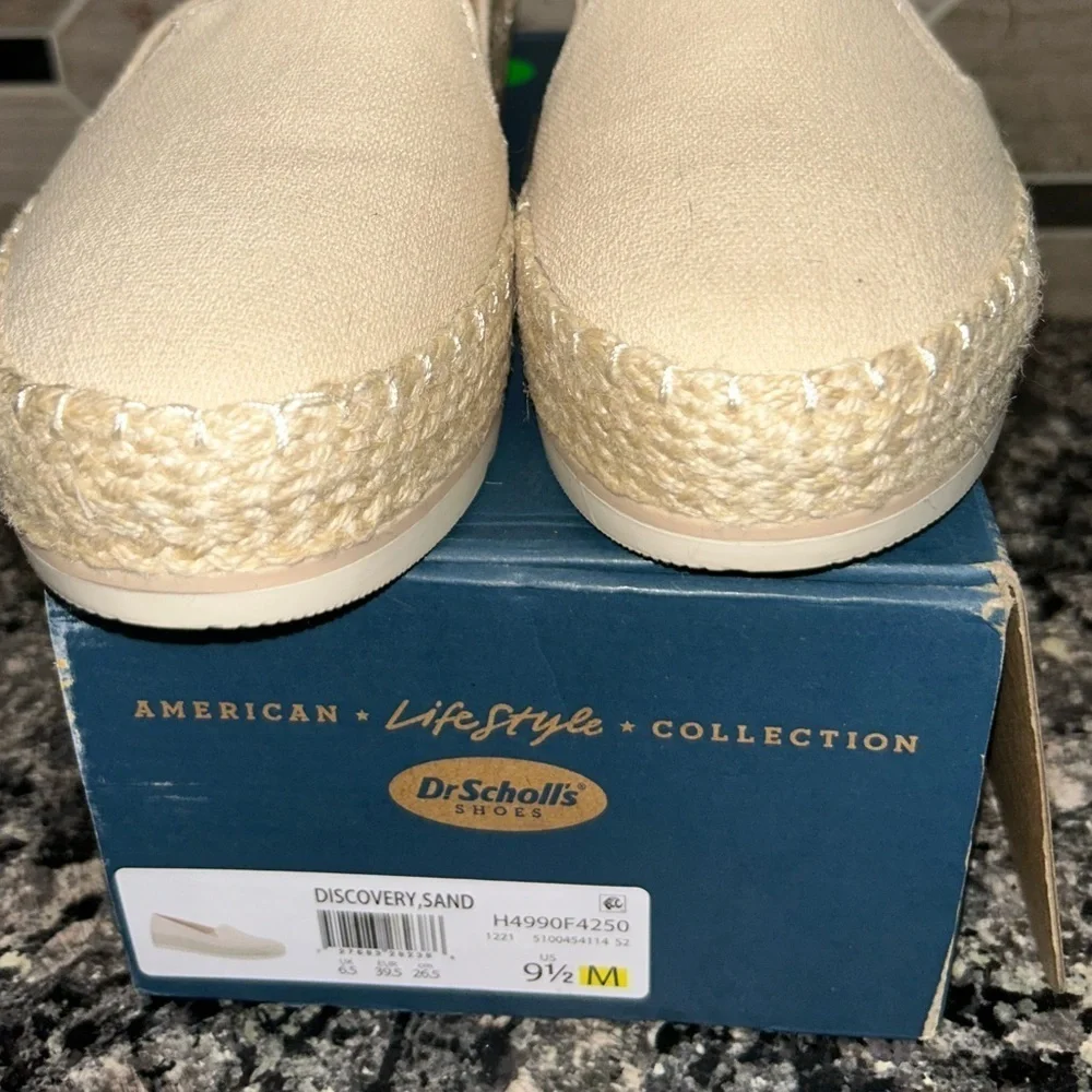 Dr. Scholl's Discovery Women's Espadrille Slip-Ons Cream Wedge Cotton Shoes